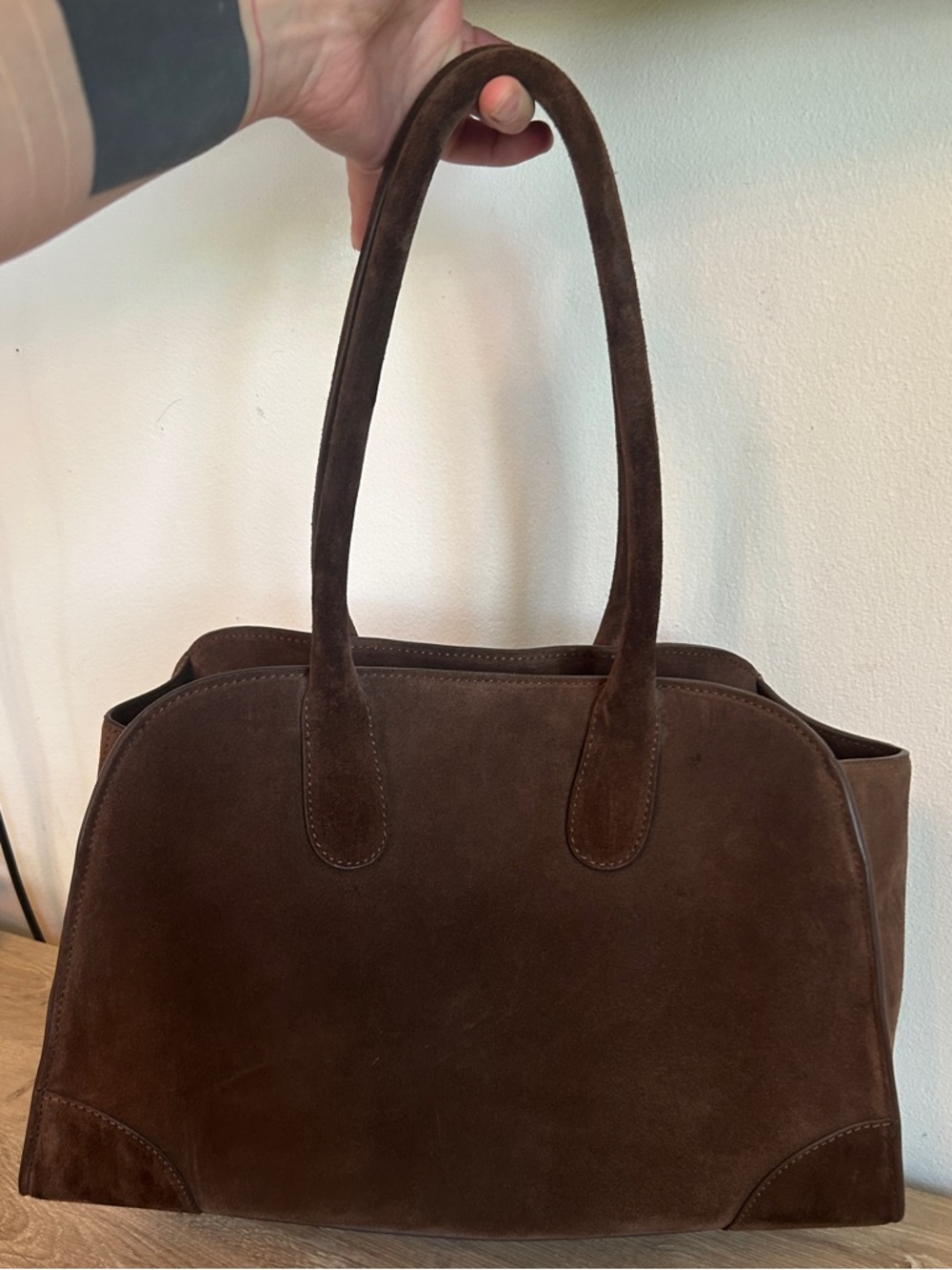 COS Brown Real Suede Shoulder-Handbag - Picture 2 of 10
